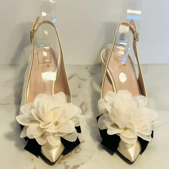 Kate Spade Mettie Satin Sling Back heels size 5 (EUC) - Picture 13 of 16